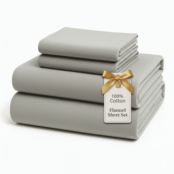 Casa Platino 4 Piece Flannel Bed Sheet Set 100% Cotton Deep Pocket Bedding Sheets, Cal King, Mineral