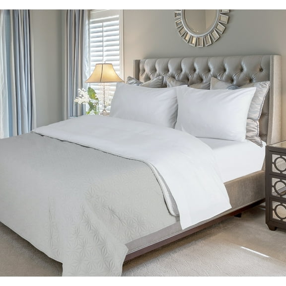 Casa Platino 4 Piece Flannel Bed Sheet Set 100% Cotton Deep Pocket Bedding Sheets, Queen Size, White