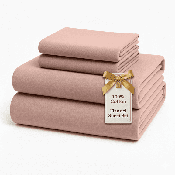 Casa Platino 4 Piece Flannel Sheet Set 100% Cotton Deep Pocket Bed Sheets, Cal King Size Sepia Rose