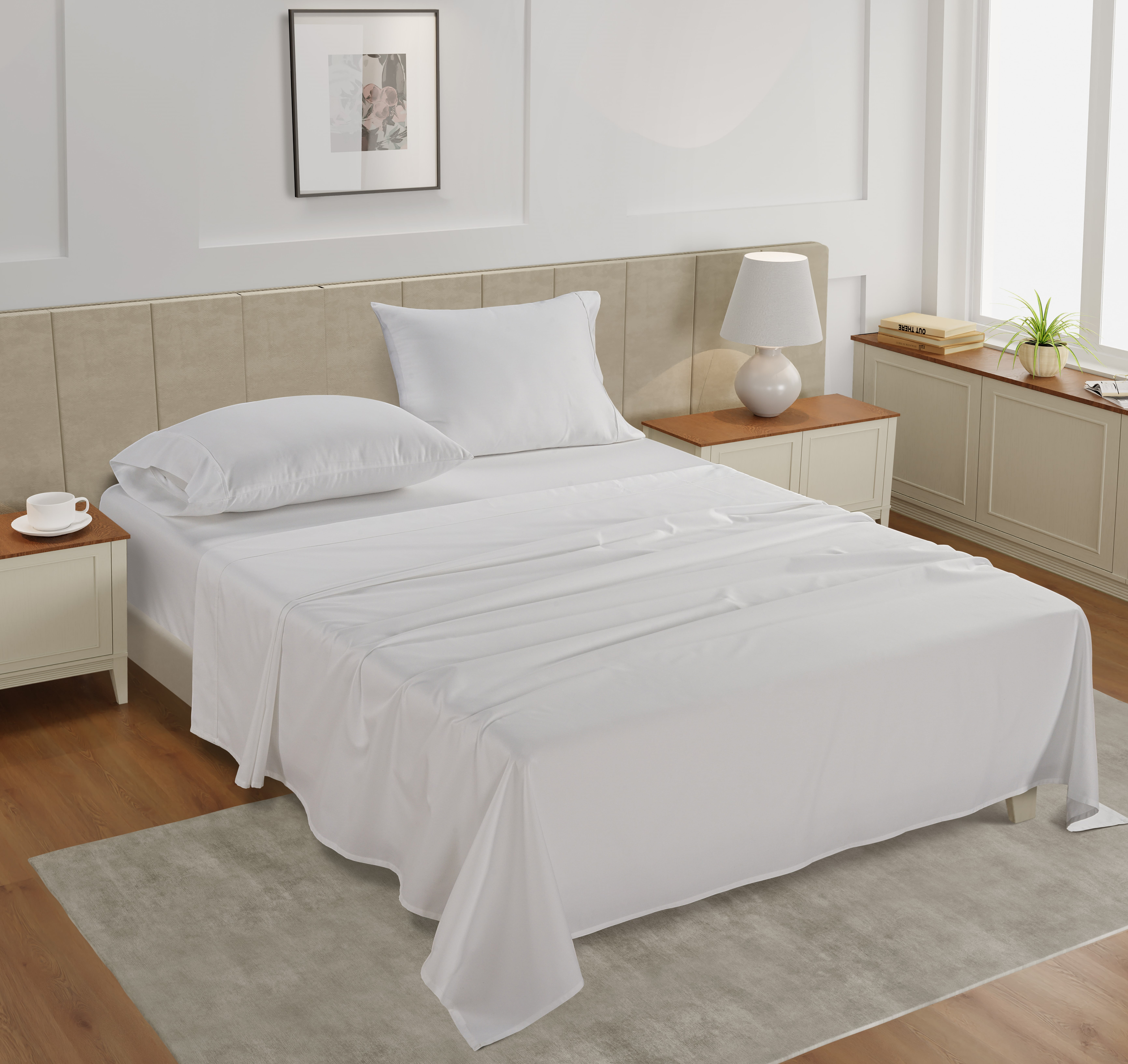 Casa Platino 450 TC Queen Sheet Set, 100% Cotton Sheets For Queen Size Bed, Cooling Sheets Queen Size, Soft and Breathable Bed Sheets Queen, Deep Pocket Queen Sheets - White Queen sheets - Walmart.com