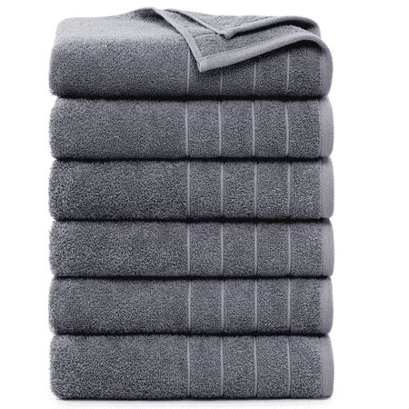 Casa Platino 6-Pack Bath Towels - Quick-Dry, Absorbent Towel Set for Bathroom, Home, Spa & Everyday Use - Cool Grey