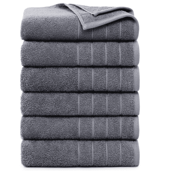 Casa Platino 6-Pack Bath Towels - Quick-Dry, Absorbent Towel Set for Bathroom, Home, Spa & Everyday Use - Cool Grey