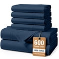 thumbnail image 1 of Casa Platino 600 TC 100% Cotton California King Bedding Sheets Set, Soft & Comfy, Sateen Weave, Fully Elasticized, Machine Wash - Estate Blue, 1 of 8