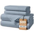 thumbnail image 1 of Casa Platino Twin Sheets 600 Thread Count – 4 piece Twin 100% Cotton Sheet Sheet, Hotel Luxury Soft Silky Sateen Weave, Low Pill, Easy to Wash, Fully Elasticized 15" Deep Pocket - Blue, 1 of 7