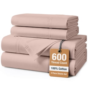 Casa Platino 600 Thread Count Hotel Style Sheet Set – 100% Cotton Twin Sheet, Sateen Weave, 15” Deep Pocket, Additional 2 Pillowcases, Machine Washable – Sepia Rose