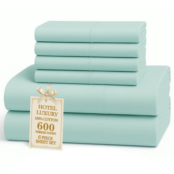 Casa Platino Cooling Sheets – Soft 600 Thread Count 100% Cotton King Sheet Set, Ideal for Luxe Sleep & Layering, 4 Pillow Case, 15” Deep Pocket – Blue