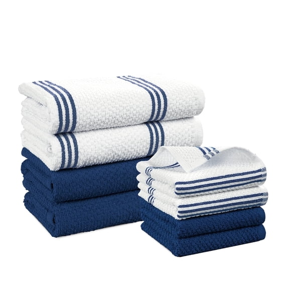 Casa Platino 8PC Dish Towels for Kitchen Drying, 16"x26", Kitchen Towels Cotton, Kitchen Dish Towels, Kitchen Towel Set, Dish Towel, Kitchen Towels Decorative Set, Blue Kitchen Towels - Indigo