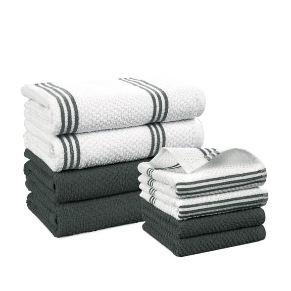 Casa Platino 8PC Grey Kitchen Towels, 16"x26", Cotton Kitchen Towels, Summer Kitchen Towels, Kitchen Cleaning Towels, Gray Kitchen Towels, Towels for Kitchen Cotton, Kitchen Towels Grey - Grey