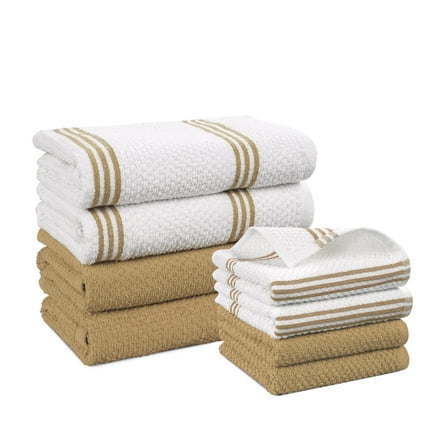 Casa Platino 8PC Kitchen Towels, 16"x26", Dish Towels for Kitchen, Kitchen Towels and Dishcloths Sets, Kitchen Hand Towels, Hand Towels for Kitchen, Kitchen Towel, Spring Kitchen Towels - Beige