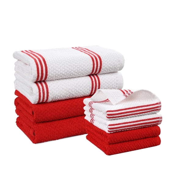 Casa Platino 8PC Red Kitchen Towels, 16"x26", Kitchen Hand Towels Cotton, Kitchen Towels Cute, Kitchen Towels Bulk, Kitchen Drying Towels, Cotton Dish Towels for Kitchen, Cotton Dish Towels - Red