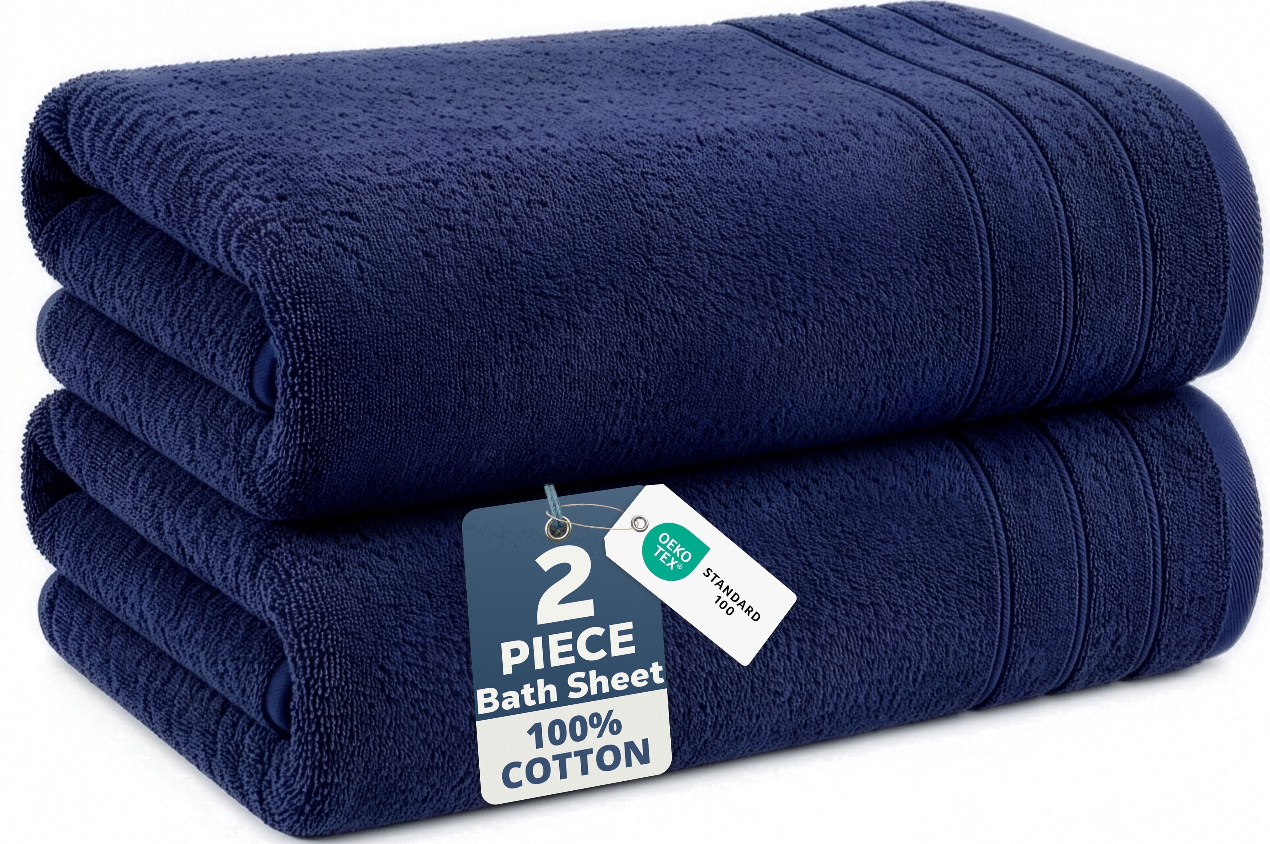 Casa Platino Bath Sheet 2 Pack - Large Bath Towels, Soft Bath Sheets, Quick Dry & Oversized, 36"x72", Great for Relaxing After a Shower - Navy