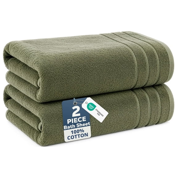 Casa Platino Bath Sheet 2 Pack - Large Bath Towels, Soft Bath Sheets, Quick Dry & Oversized, 36"x72", Great for Relaxing After a Shower - Oil Green