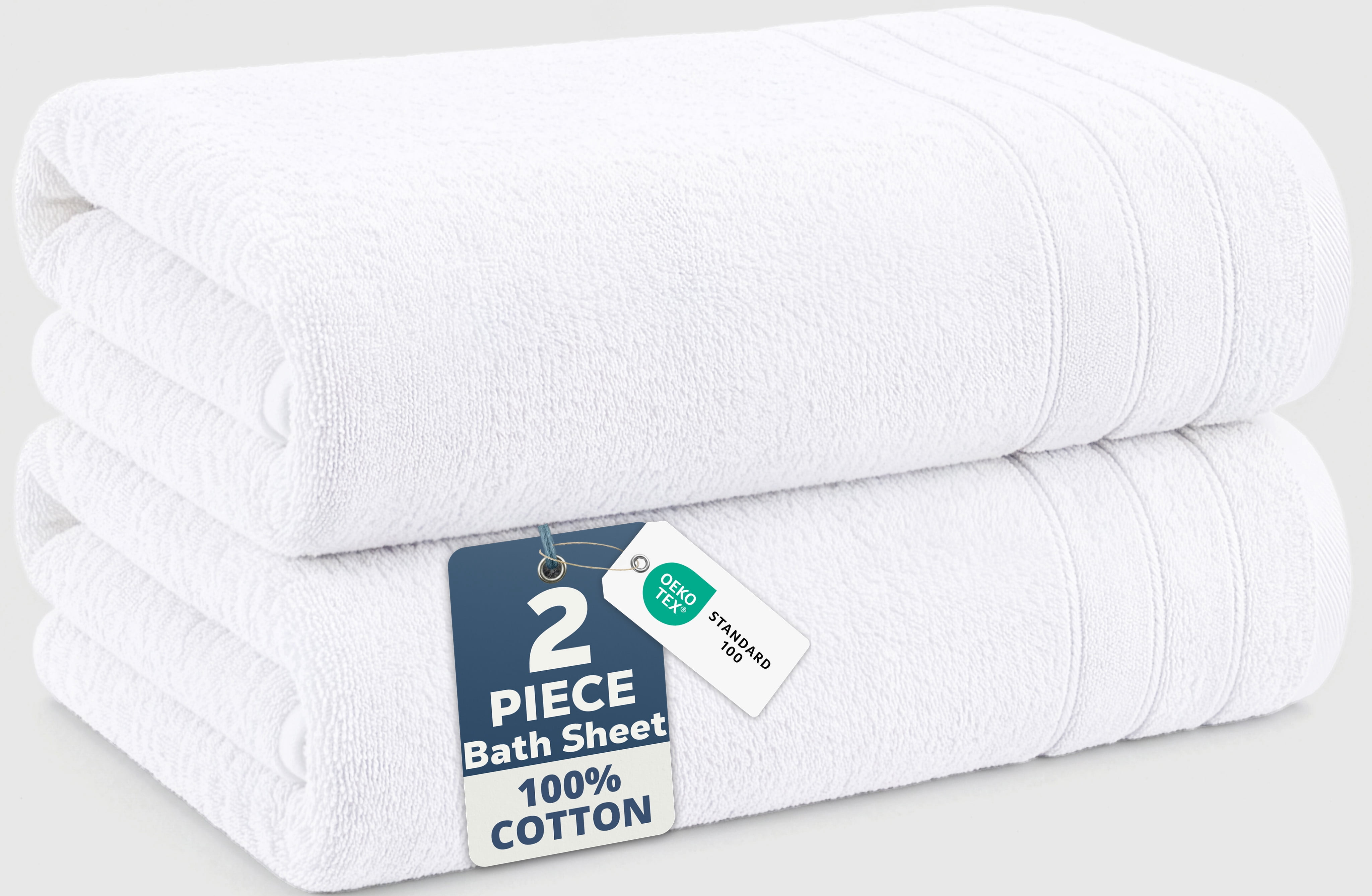 Casa Platino Bath Sheet 2 Pack - Soft Cotton Bath Sheet Towels, Quick Dry & Oversized, Perfect for Spa-Like Comfort - White