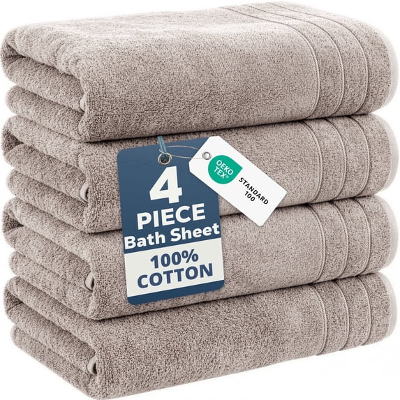 Casa Platino Bath Sheet 4 Pack - Luxurious Soft Bath Sheet Towels, Quick Dry & Oversized Towels, Ideal for a Touch of Elegance - Platinum