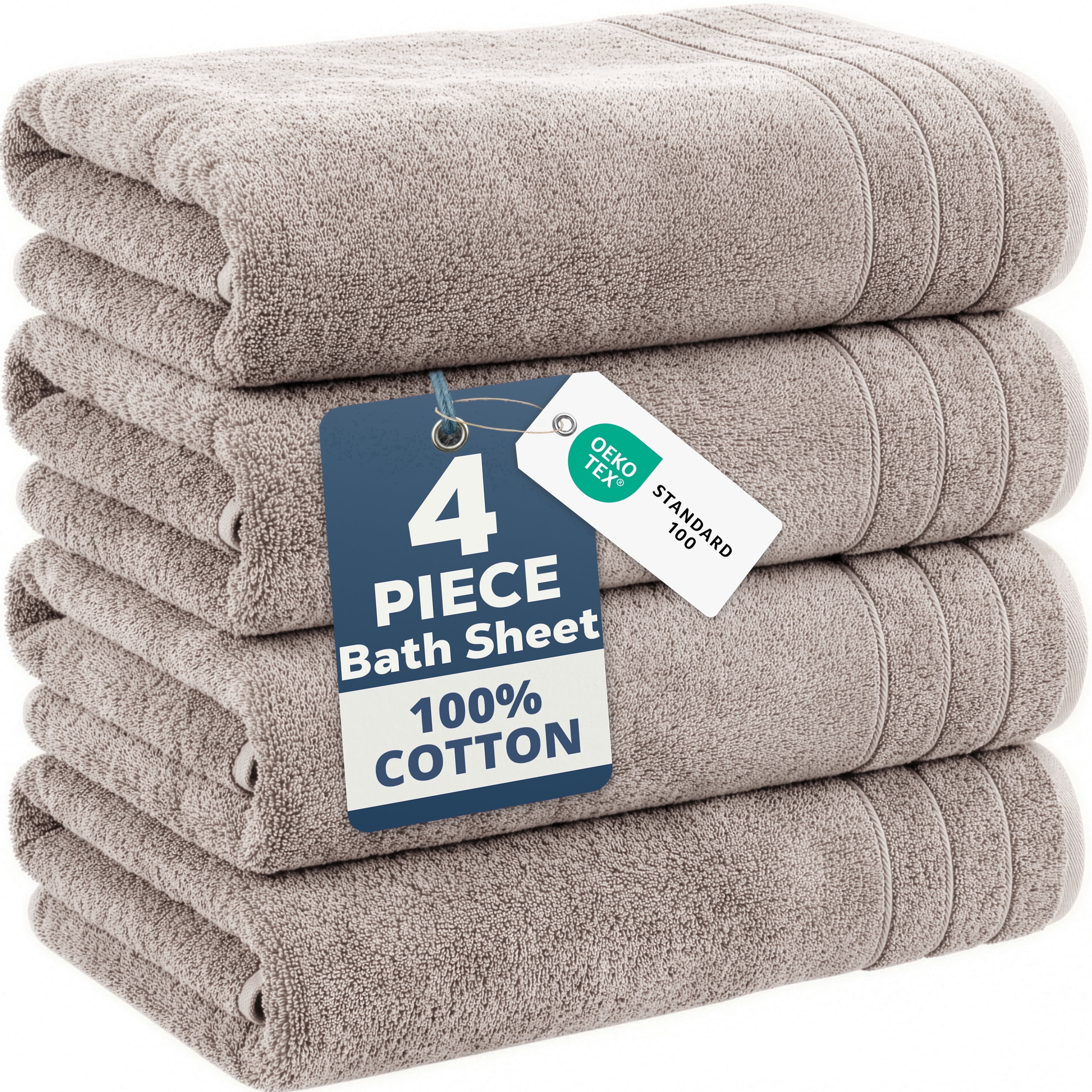 Casa Platino Bath Sheet 4 Pack - Luxurious Soft Bath Sheet Towels, Quick Dry & Oversized Towels, Ideal for a Touch of Elegance - Platinum