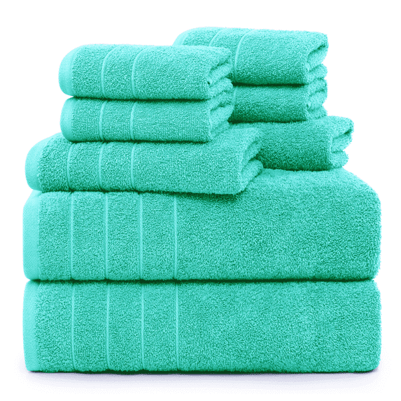Casa Platino Bath Towel Set of 8 – 100% Ring-Spun Cotton with 2 Bath, 2 Hand Towels & 4 Washcloths, Ultra Soft, Quick-Dry, Ideal for Spa, Hotel & Everyday Use – Aqua Sky