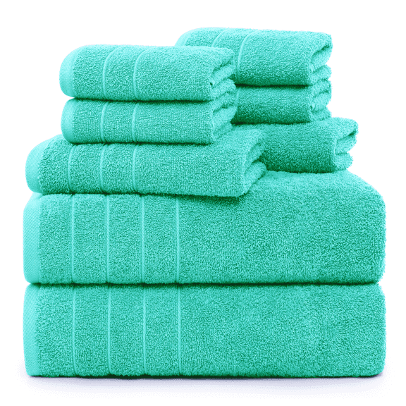 Casa Platino Bath Towel Set of 8 – 100% Ring-Spun Cotton with 2 Bath, 2 Hand Towels & 4 Washcloths, Ultra Soft, Quick-Dry, Ideal for Spa, Hotel & Everyday Use – Aqua Sky