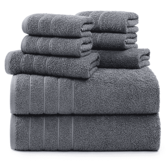 Casa Platino Towel Set of 8– 100% Ring-Spun Cotton, 2 Large Bath Towel, 2 Hand Towels & 4 Wash cloths, Quick Dry & Long-Lasting, Perfect for Family Bathrooms – Cool Grey