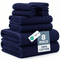thumbnail image 1 of Casa Platino 100% Ring-Spun Cotton Towels Set – 2 Bath Towels, 2 Hand Towel & 4 Washcloths, Stays Plush After Washes, Ideal for Spa, Hotel & Family Bathrooms – Navy, 1 of 8