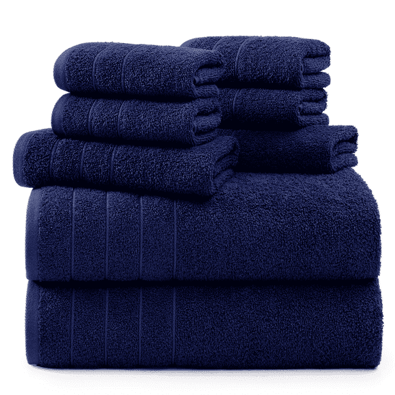 Casa Platino 100% Ring-Spun Cotton Towels Set – 2 Bath Towels, 2 Hand Towel & 4 Washcloths, Stays Plush After Washes, Ideal for Spa, Hotel & Family Bathrooms – Navy