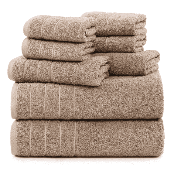 Casa Platino Bathroom Towels Set of 8 – 100% Ring-Spun Cotton, 2 Bath, 2 Handtowel & 4 Washcloths, Luxury cotton design, Perfect for Hotel, Salon & Guests – Towny Brown