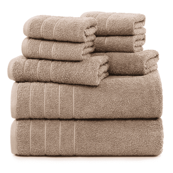 Casa Platino Bathroom Towels Set of 8 – 100% Ring-Spun Cotton, 2 Bath, 2 Handtowel & 4 Washcloths, Luxury cotton design, Perfect for Hotel, Salon & Guests – Towny Brown