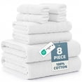 thumbnail image 1 of Casa Platino 100% Ring-Spun Cotton Bath Towels Set of 8 – 2 Bath, 2 Hand Towels & 4 Washcloths, Soft, Ideal for Spa, Hotel & Home, Durable After Multiple Washes – White, 1 of 8
