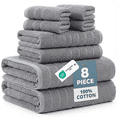 thumbnail image 1 of Casa Platino Bath Towels Set of 8– 100% Cotton Ring-Spun, Includes 2 Bath, 2 Hand & 4 Washcloths, Soft, Quick-Dry Absorbency, Hotel & Spa-Quality Design – Ultimate Grey, 1 of 8