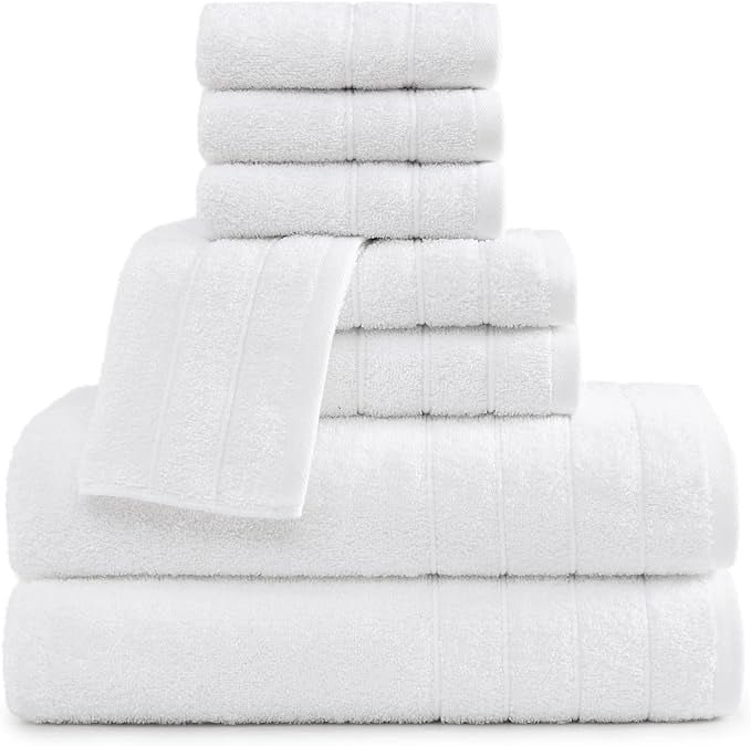 Casa Platino Bath Towel 8 Piece Set, 2 Large Bath Towels 30x60 Inch, 2 ...