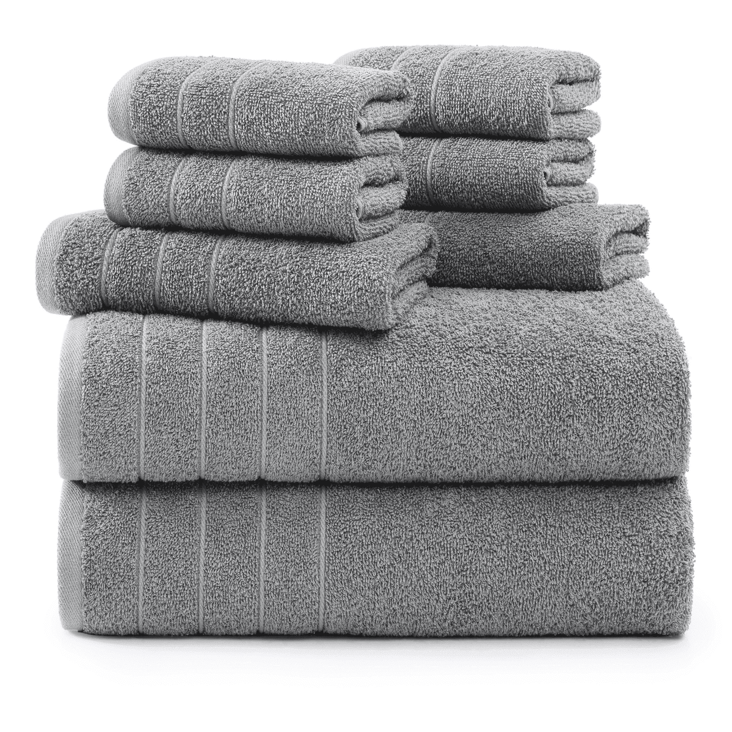 Casa Platino Bath Towels Set of 8– 100% Cotton Ring-Spun, Includes 2 Bath, 2 Hand & 4 Washcloths, Soft, Quick-Dry Absorbency, Hotel & Spa-Quality Design – Ultimate Grey