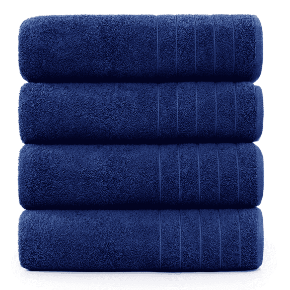 Casa Platino Bath Towels 4 Pack - Soft & Highly Absorbent 100% Cotton Towels for Gym, Hotel, Spa & Everyday Use - Navy