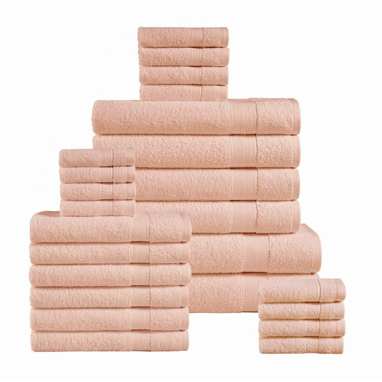 Casa Platino Bath Towels Set - 24 Piece Towel Set, 2 Bath Sheets, 4 Bath, 6  Hand, 4 Fingertip & 8 Washcloths for Body - Pearls Blush 