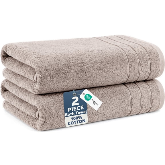 Casa Platino Bath Towels Set of 2 - Quick Dry, Lightweight Soft Towels for Bathroom, Spa & Gym - Absorbent & Perfect for Daily Use - Platinum