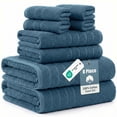 thumbnail image 1 of Casa Platino Bathroom Towels Set of 8 – 100% Ring-Spun Cotton, 2 Bath Towels, 2 Handtowel & 4 Washcloths, Luxury cotton design, Perfect for Hotel, Salon & Guests – Steel Blue, 1 of 8