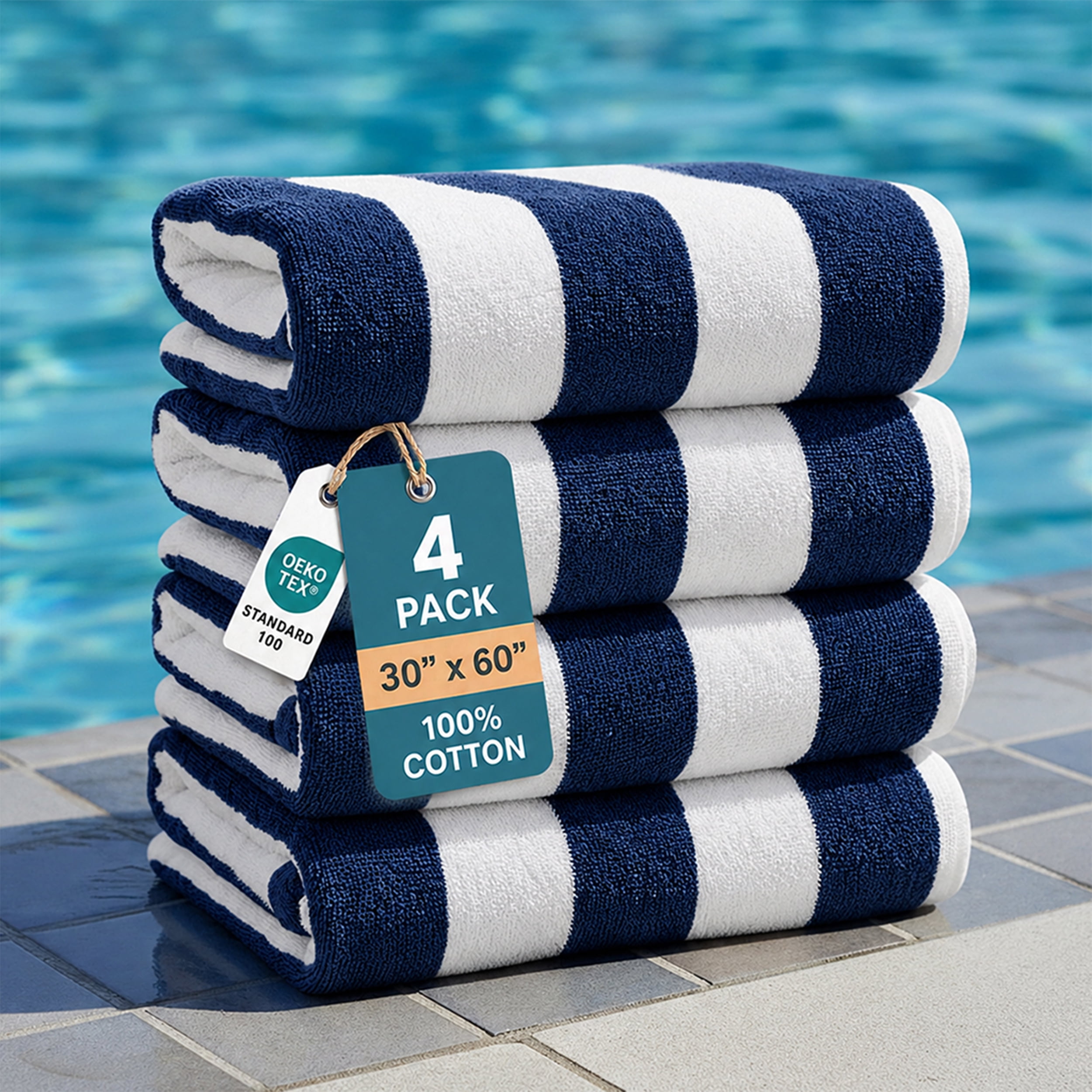 Casa Platino Beach Towel Set of 4, Light Weight, Quick Dry Towel, Large Beach Towels 30"x60", Beach Towel Set - Blue