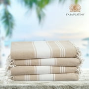 Casa Platino Beach Towels Set of 4, Sand Free, Travel freindly, Light Weight Towel Quick Dry Beach Towels 39"x71", Beige
