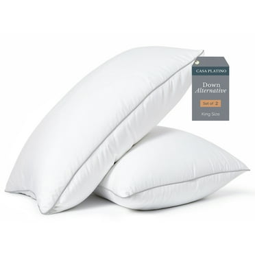 Casa Platino Bed Pillows King Size Down Alternative Soft Sleeping Pillows - Set of 2 - 20"x36"