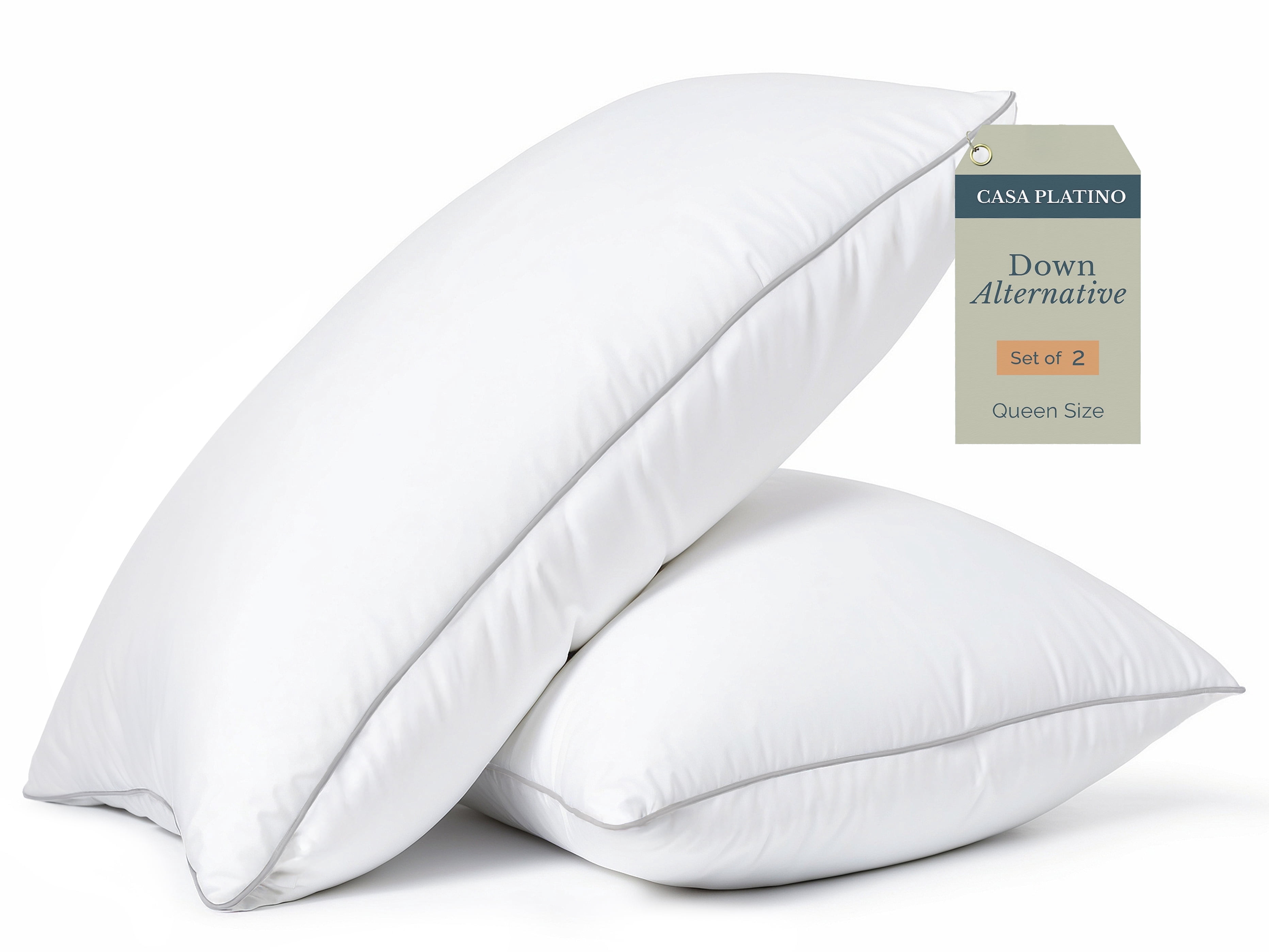 Casa Platino Pillows Queen Size Set of 2 – Luxury Hotel Collection Bed Pillow Queen Size for Side, Back & Stomach Sleepers, Durable & Easy to Wash