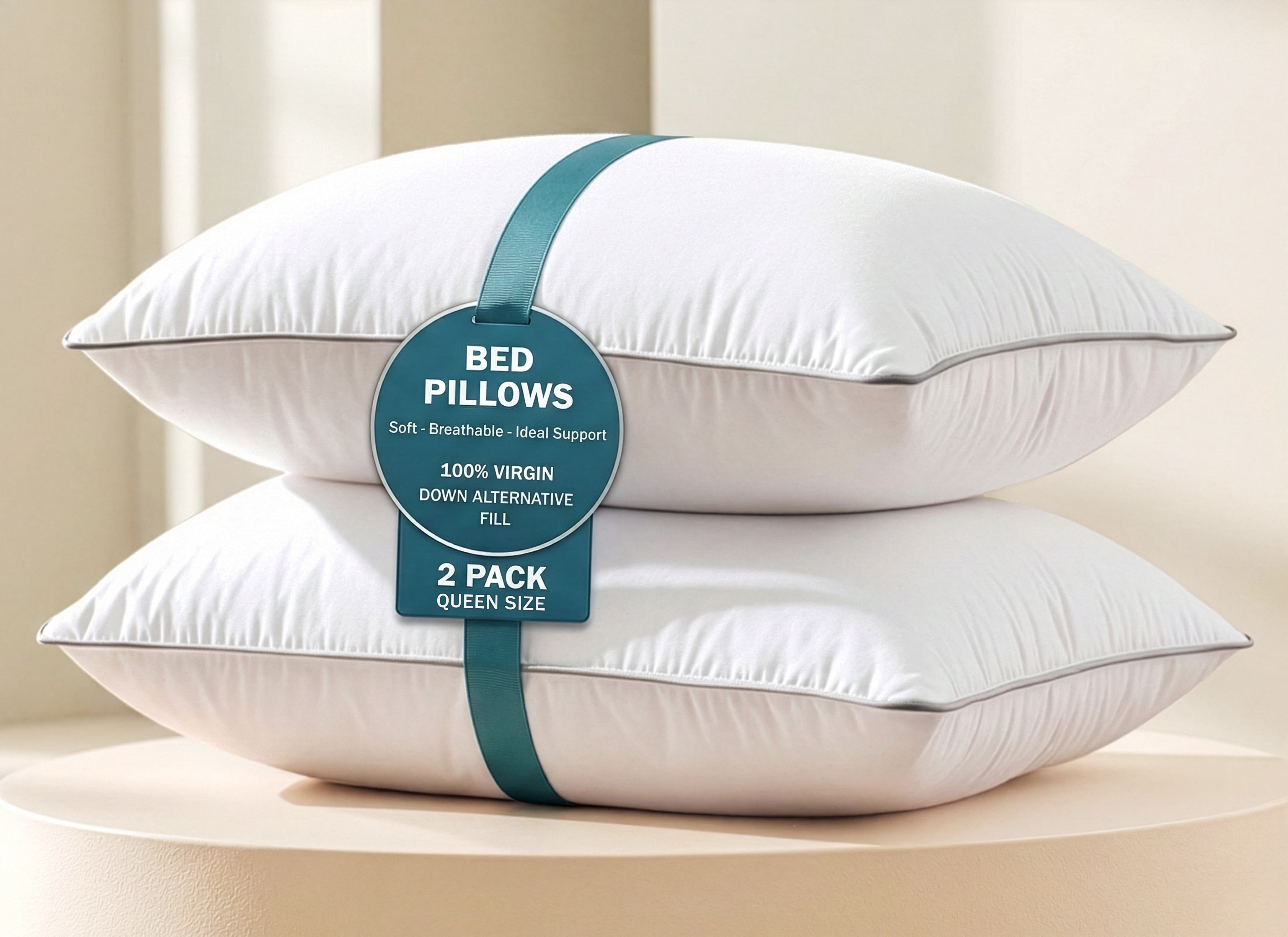 Casa Platino Pillows Queen Size Set of 2 – Luxury Hotel Collection Bed Pillow Queen Size for Side, Back & Stomach Sleepers, Durable & Easy to Wash