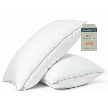 Casa Platino Bed Pillows Queen Size Dawn Alternative Soft Sleeping Pillows - Set of 2 - 20"x30"