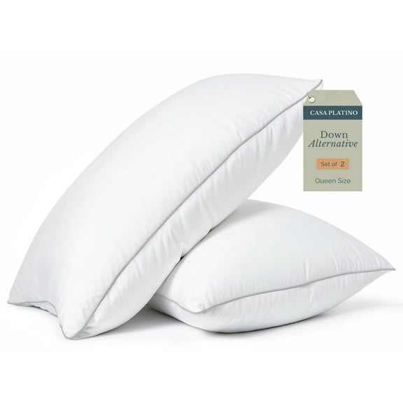 Casa Platino Pillows Queen Size Set of 2 – Luxury Hotel Collection Bed Pillow Queen Size for Side, Back & Stomach Sleepers, Durable & Easy to Wash