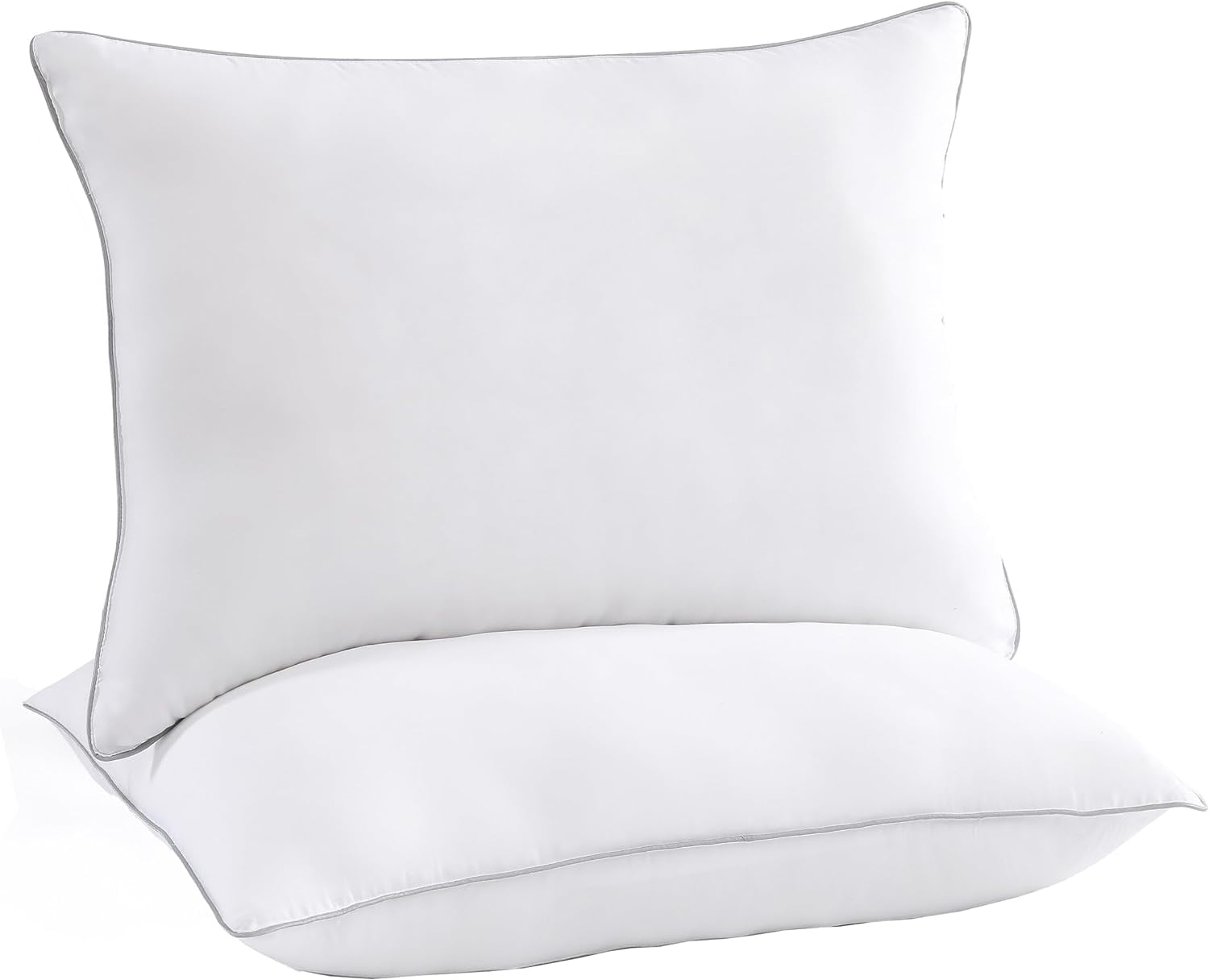 Queen Size White Hypoallergenic Microfiber Bed Pillows - Set of 2
