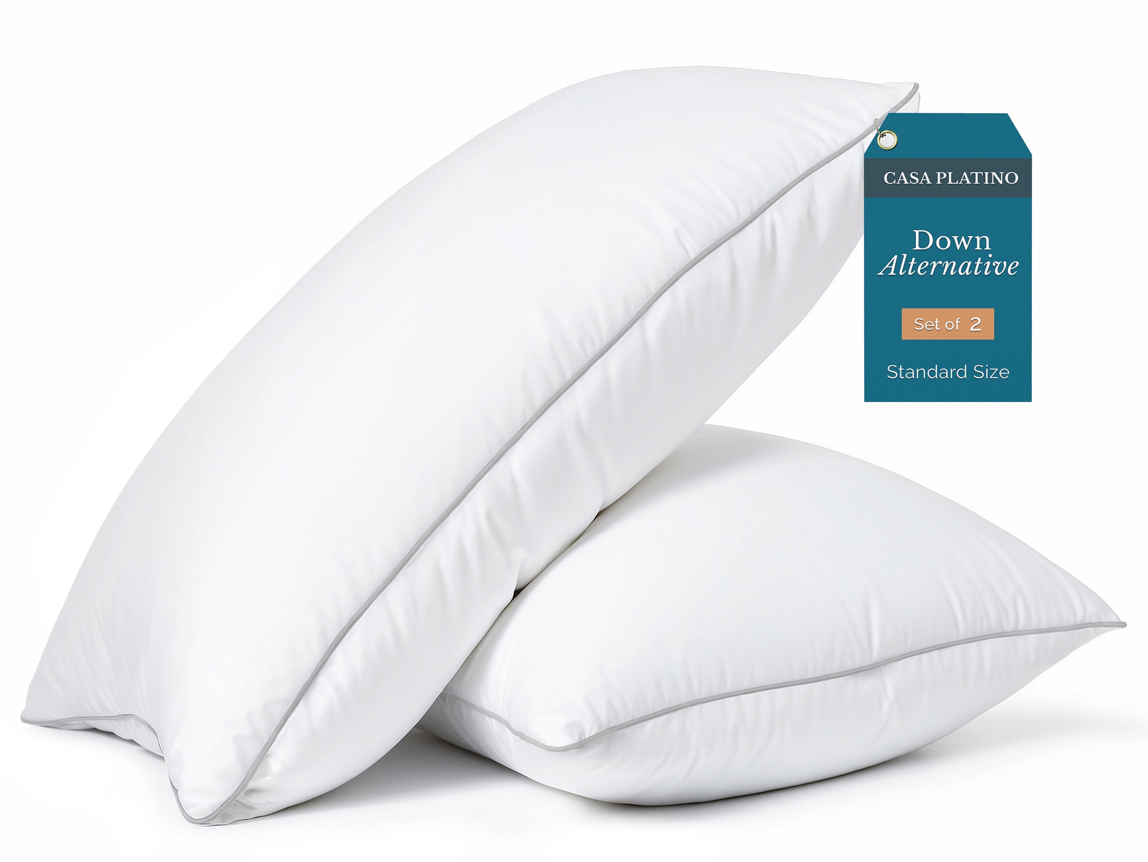Casa Platino Bed Pillows Standard Size Down Alternative Soft Sleeping Pillows - Set of 2 - 20"x26"