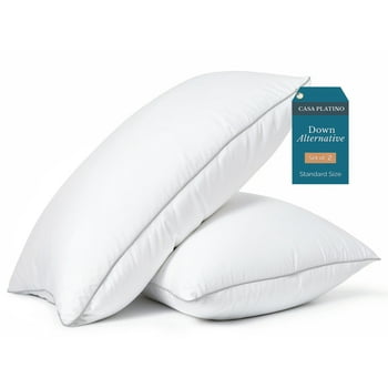 Casa Platino Bed Pillows Standard Size Down Alternative Soft Sleeping Pillows - Set of 2 - 20"x26"