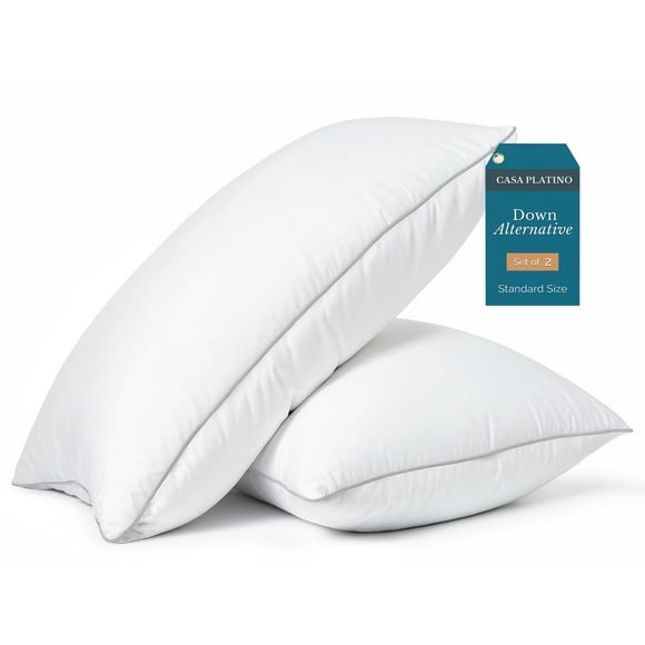 Casa Platino Bed Pillows Standard Size Down Alternative Soft Sleeping Pillows - Set of 2 - 20"x26"