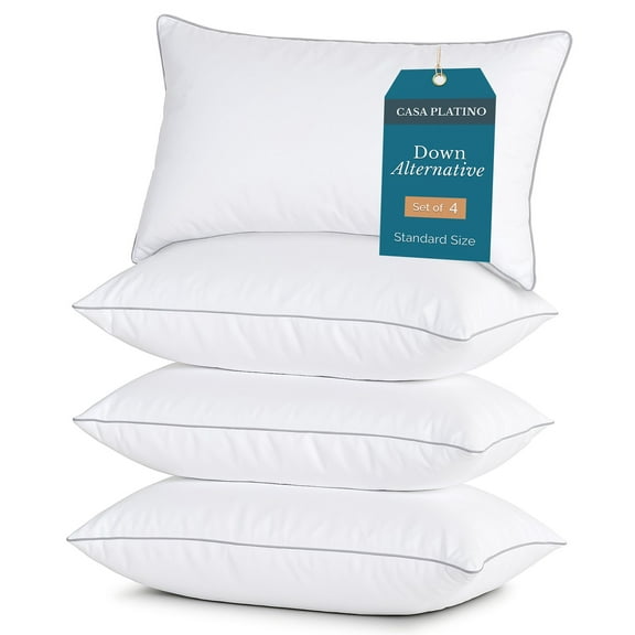 Casa Platino Pillows Standard Size Set of 4 – Soft & Medium Standard Bed Pillow, Luxury Sleep Quality, Easy to Clean, Ideal for Neck Support
