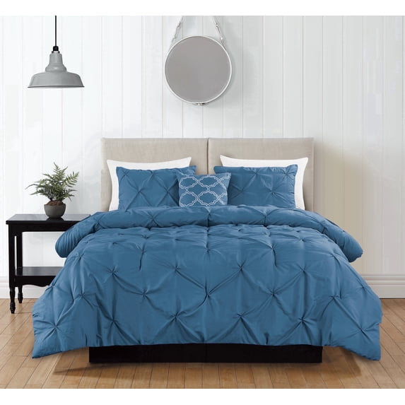 Casa Platino Bedding Comforter Set, 4 Piece Pinch Pleat Down Alternative Comforter Set, Queen