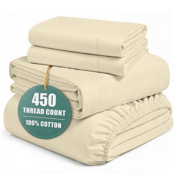Casa Platino California King Sheets Deep Pockets – 450 Thread Count Cotton Sheets, Soft Sateen Weave, 15” Fully Elasticized Fitted Sheet, Luxury Hotel Bedding - Linen