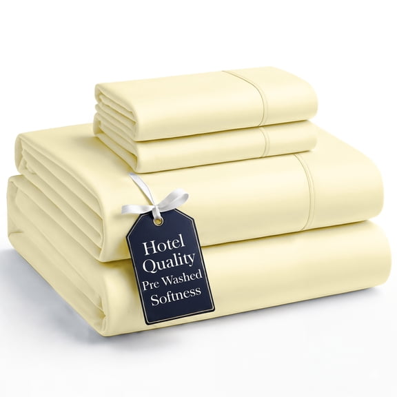 Casa Platino California King Size Bed Sheets Set - Washed Ultra-Soft Microfiber Bed Sheets - Extra Soft - 4 Piece Set - Bedding Sheets & Pillowcases, California King-Vanilla