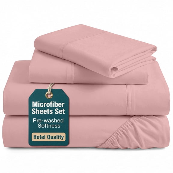 Casa Platino California King Size Bed Sheets Set - Washed Ultra-Soft Microfiber Bed Sheets - Extra Soft - 4 Piece Set - Bedding Sheets & Pillowcases, California King-Sepia Rose